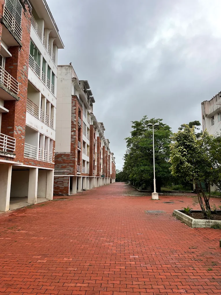 Main boulevard with street lamps and landscaping